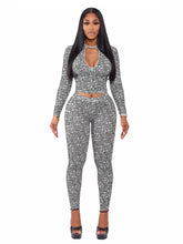 Mock Neck Zip Crop Top and Fitted Pants Set