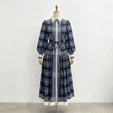 Vintage Printed Belted Maxi Dress-boutique