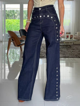 Studded High Waist Wide Leg Jeans