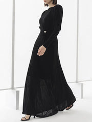 Elegant Round Neck Slim Maxi Dress