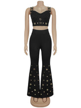 Sexy Sleeveless Tube Vest Wide Leg Pant Two Piece Set