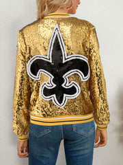 Casual Zipper Up Sequin Cardigan Jacket