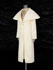 Fashion Woolen Big Turndown Collar Belts Long Coat