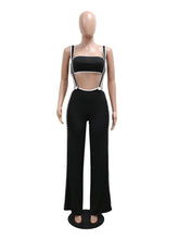 Sexy Crop Tops Skinny Straps Flared Pants Set Jumpsuits