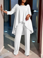 Round Neck Loose Top and Trousers Casual Set