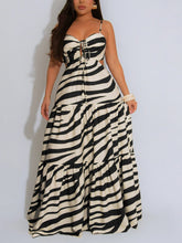 Sexy Print Lace-up Spaghetti Strap Maxi Dress