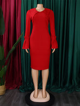 Sexy V-Neck Bell Sleeves Bodycon Pencil Dress