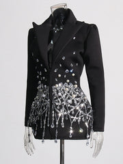 Fashion Rhinestones Patchwork Sequin Blazer Dress
