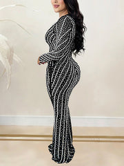 Fashion Rhinestone Slim Fit Party Club Gown Dress