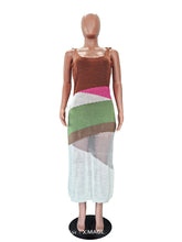 Casual Color Block Crochet Knit Maxi Dress