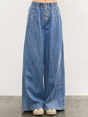 Elastic Waist Casual Wide Leg Jeans
