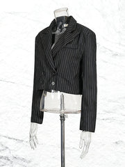 Fashion Stripe Cropped Fitted Blazer