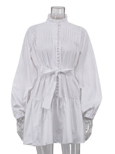 Elegant Lantern Sleeve Embroidery Party Mini Dress