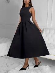 Retro Sleeveless Backless Pleated Party Dress