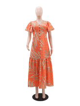 Elegant V Neck Print Vacation Maxi Dress