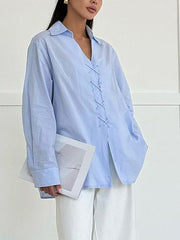 Casual Cross Lace-up Loose Shirt