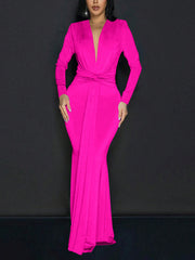 Sexy Deep V Front Twist Drape Maxi Dress