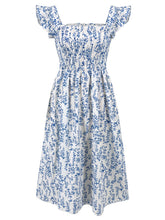 Elegant Floral Print Girdle Waist Midi Dress