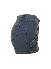 Vintage Irregular Washed Denim Skirt