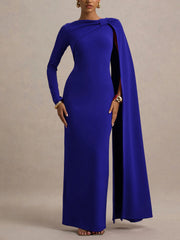 Fashion High Neck Cape Maxi Dress