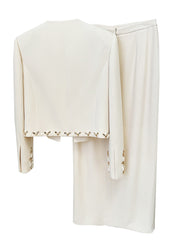 Boutique Crystal Embellished Cardigan Slit Skirt Sets