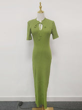 Elegant Round Collar Bodycon Knit Maxi Dress