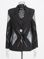 Fashion Sequin One Button Blazer