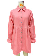Lapel Long Sleeve Stripe Loose Shirt Dress
