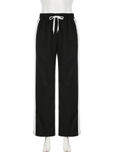 Contrast Side Seam Drawstring Waist Sports Pants