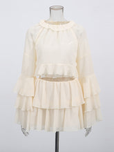 Fashion Ruffle Turtleneck Crop Top And Mini Skirt Set