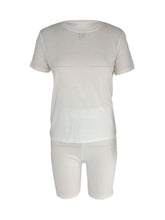 Solid Color T-shirt Shorts Casual Two Piece Set