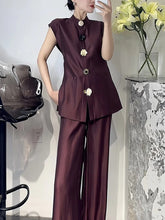 Elegant Waistcoat And Wide Leg Pants Casual Sets