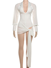 Fashion Long Sleeve Slim Backless Bandage Mini Dress