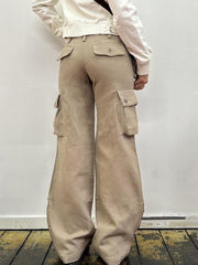 Casual Plain Pocket Straight Cargo Pants Jeans