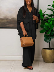 Loose Pocket Shirt Pants Casual Set