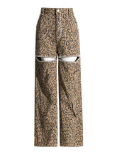 Fashion Rhinestone Leopard Print Jeans