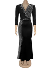 Elegant V-neck Rhinestone Nightclub Party Dress