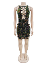 Sexy Hollow Out Sequin Club Bodycon Dress