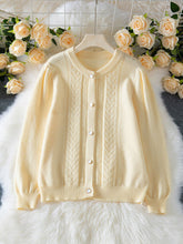 Casual Round Neck Crochet Knit Cardigan Sweater