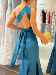 Elegant One Shoulder Backless Lace-Up Mermaid Dress