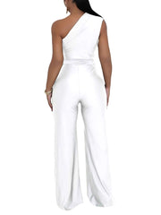 Elegant One Shoulder Sleeveless Slim Jumpsuit