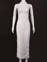 Elegant Halter Backless Textured Bodycon Dress