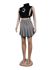 Casual Letter Embroider Crop Top Short Skirt Sets