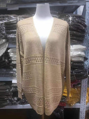 Casual V Neck Knit Crochet Cardigan Sweater