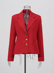 Fashion Solid Back Bandage Slim Blazer