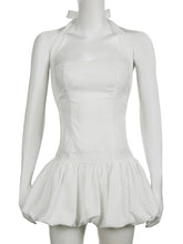 Halter-Neck Sleeveless Plain Slim-Fit Mini Bubble Dress