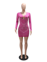 Sexy Rhinestones Hollow-out Backless Party Club Dress