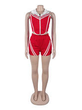 Casual Stripe Patchwork Sleeveless Top Shorts Sets