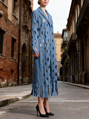 Casual Solid Hollow Out Denim Jacket Coat