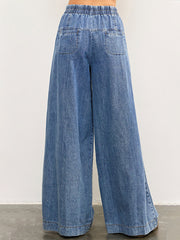 Elastic Waist Casual Wide Leg Jeans
